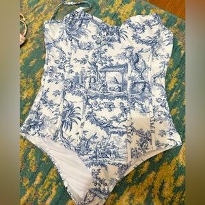 Toile Print One Piece Bathing Suit